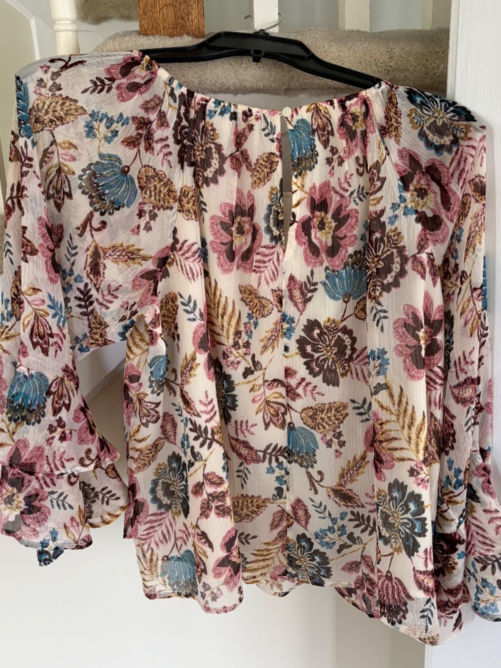 LOFT Garden Tiered Ruffle Sleeve Blouse - Picture 2 of 5